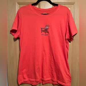 Life is Good Shirt Women's Orange Adirondack Chair Beach Short Sleeve Tee